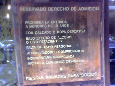 DERECHO DE ADMISION DERECHO DE ADMISION