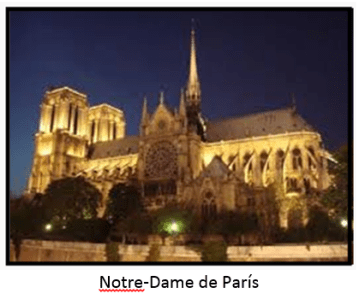 Notre Dame con marco y letras