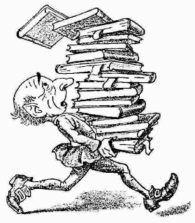 Caricatura hombre con libros