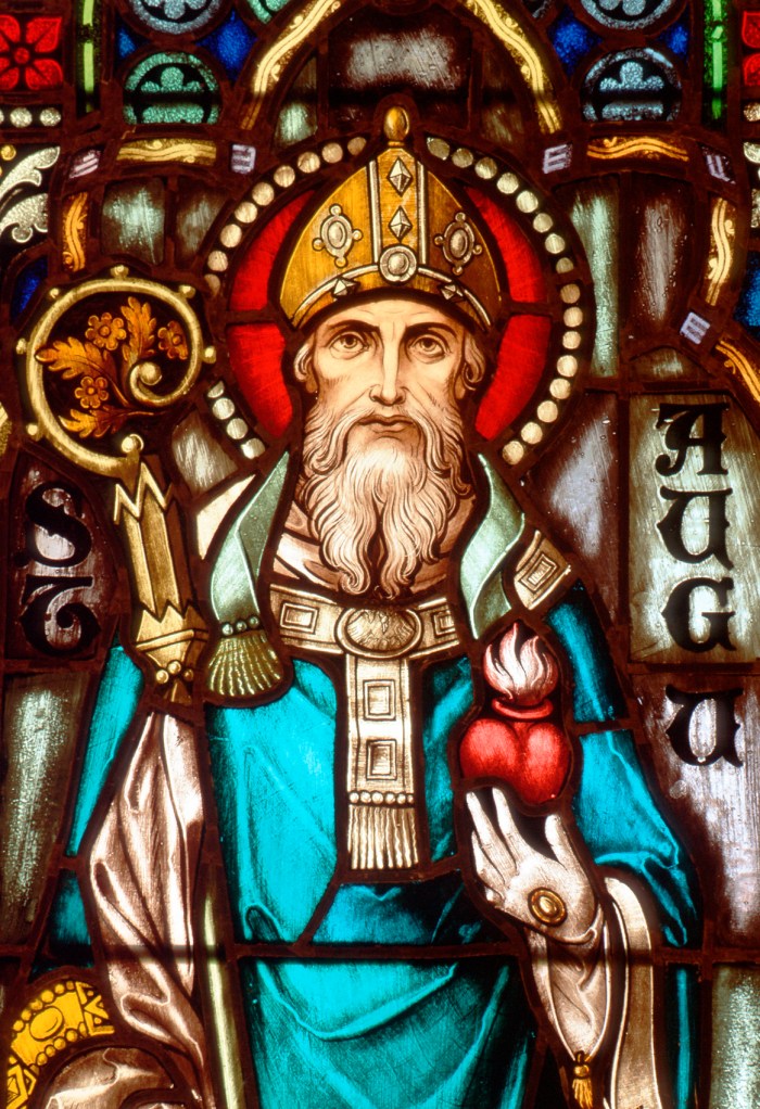 ST. AUGUSTINE OF HIPPO DEPICTED IN STAINED-GLASS WINDOW IN PHOENIX